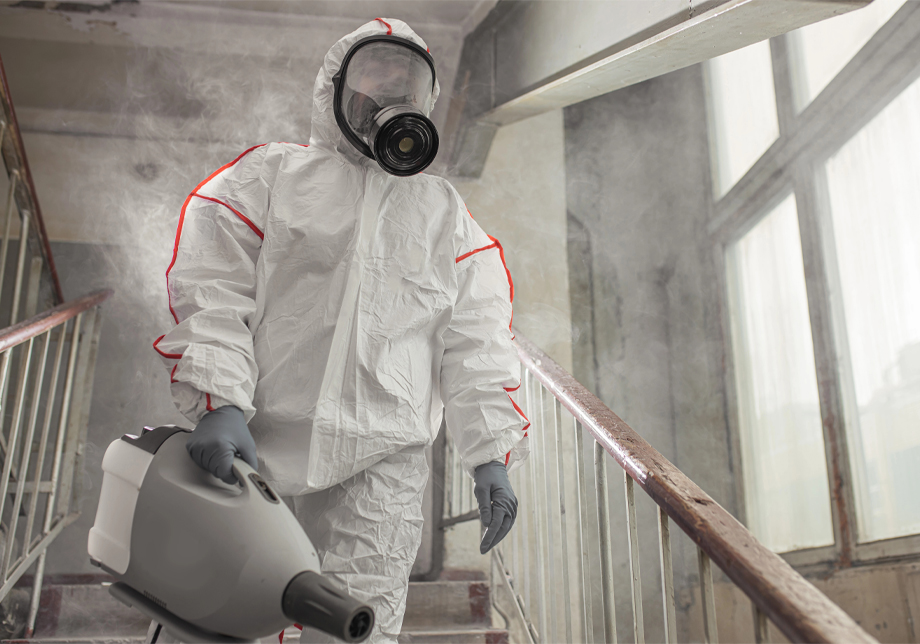 Biohazard Technician Performing Hantavirus Cleanup and Disinfection in Detroit, MI
