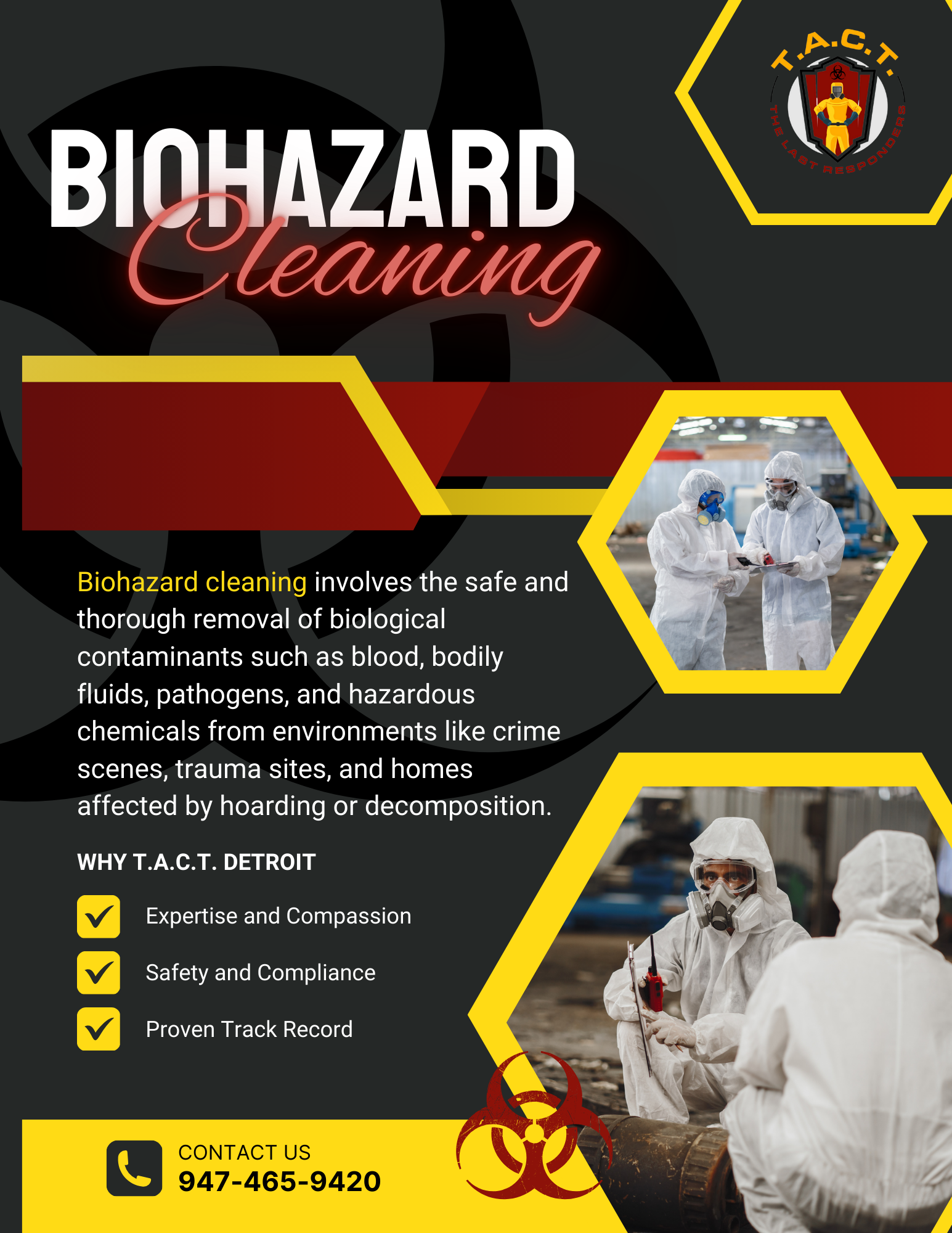 Contact T.A.C.T. Detroit for Reliable Biohazard Cleaning Services