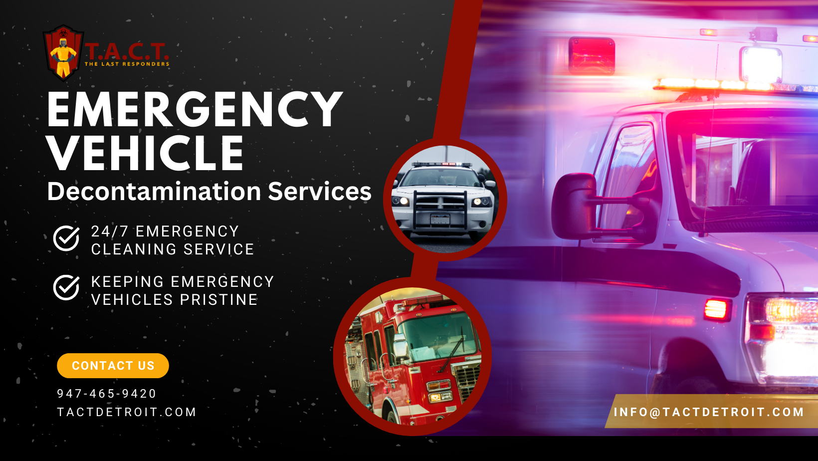 Ensure Safety with T.A.C.T. Detroit: Expert Emergency Vehicle Decontamination Services